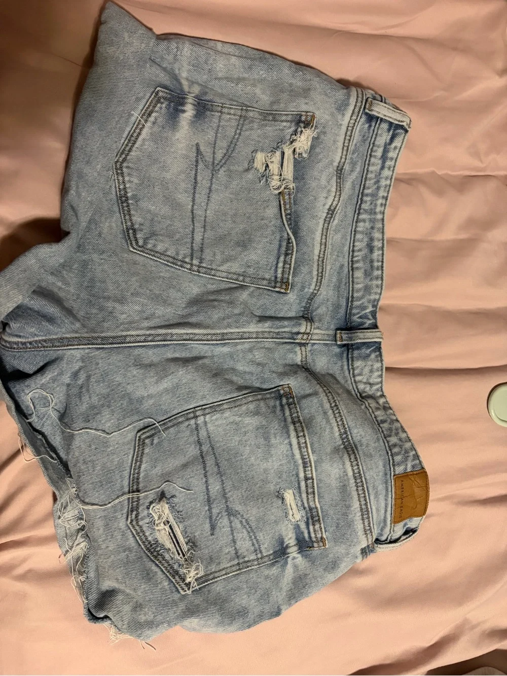 American Eagle Outfitters Light Blue Distressed Denim Shorts